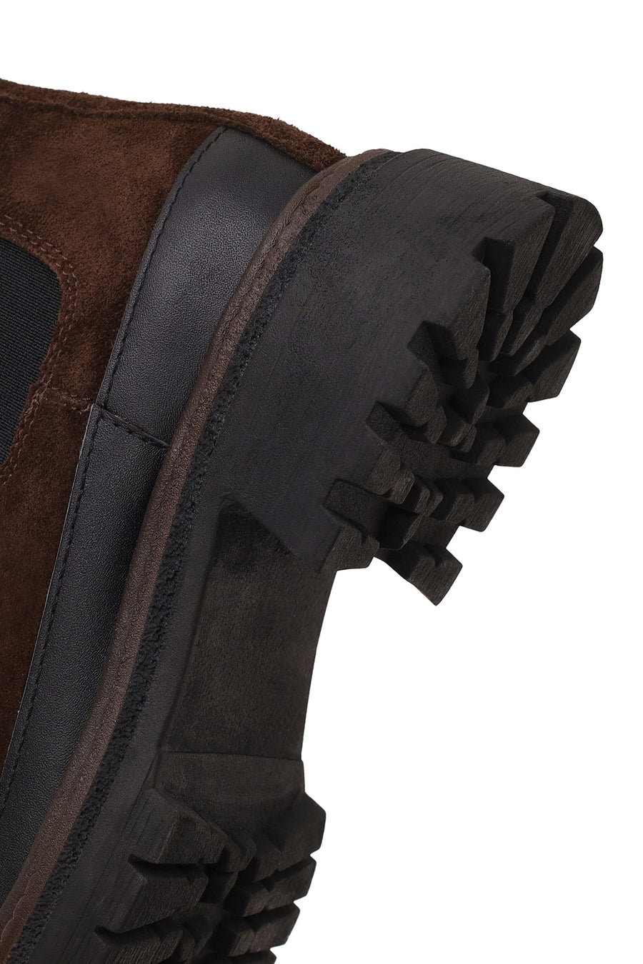 Woman Brown Thick-Soled Suede Chelsea Boots