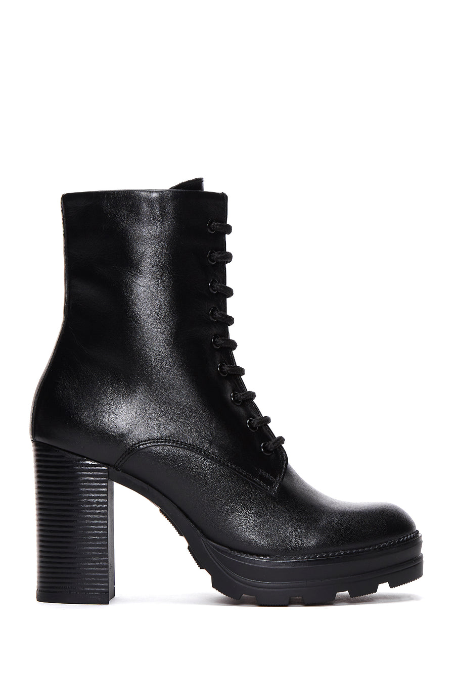 Women's Black Leather Platform High Heel Boots 22WFD182218 | Derimod