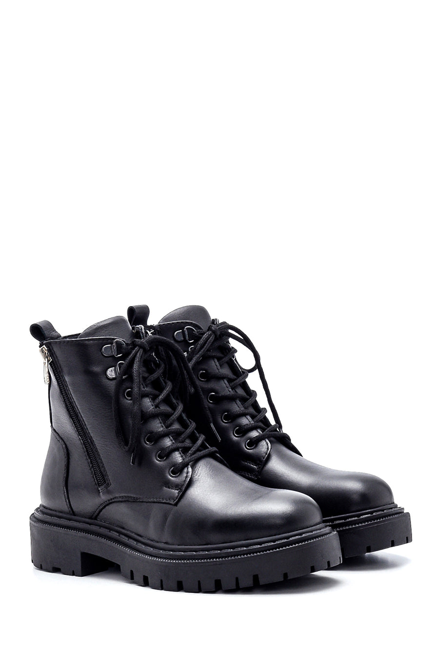 Women's Leather Zippered Boots