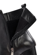 Woman Black Zip Closure Thick-Heeled Leather Boots | Derimod