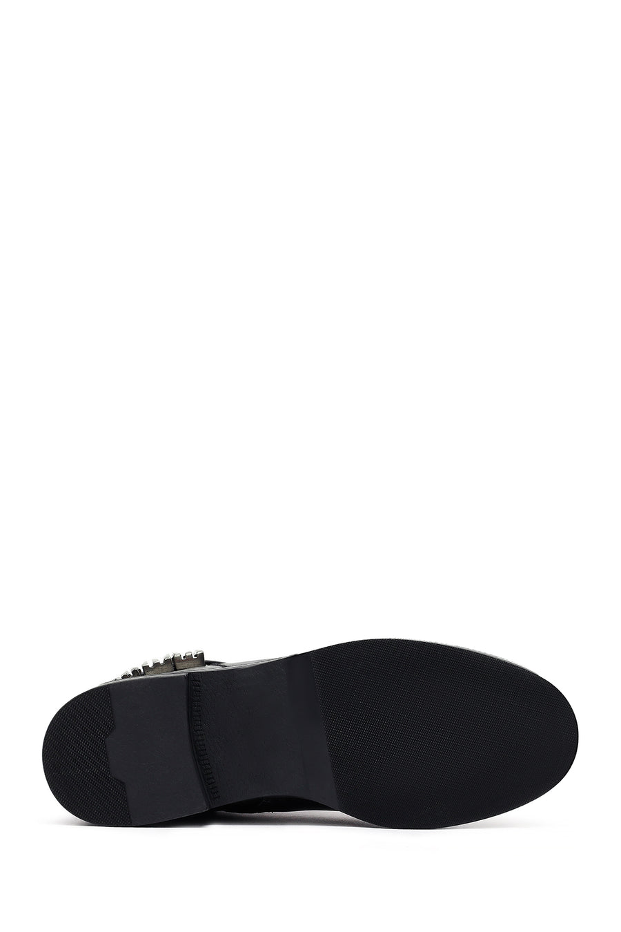 Woman Black Zippered Metal Detail Leather Boat