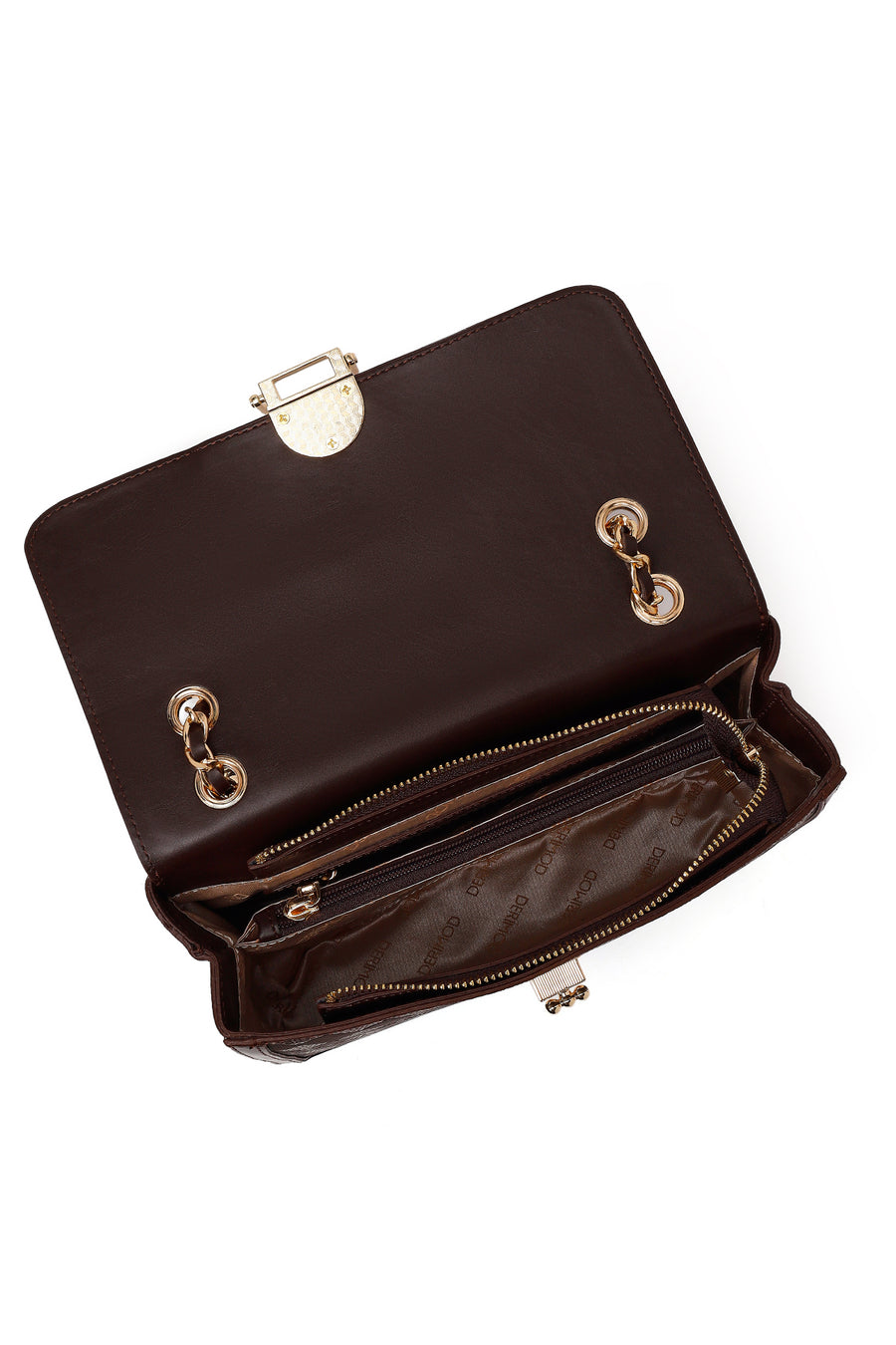 Woman Brown Printed Crossbody Bag with Chain Strap