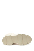 Women's Beige Leather Zippered Thick Soled Boots | Derimod