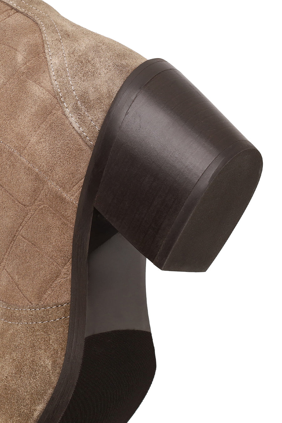 Woman Mink Print Thick-Heeled Suede Cowboy Boots
