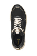 Geox Women Black D Zarvıa A - Mesh+Pearl.Gbk Lace-Up Thick Sole Leather Sneaker | Derimod