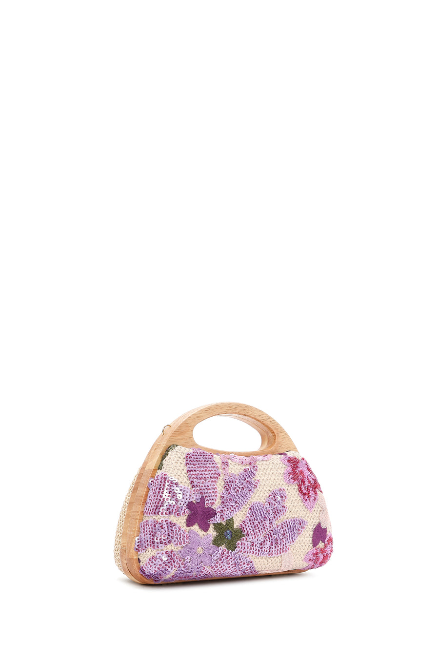 Women's Purple Long Strap Sequin Patterned Mini Box Clutch Bag