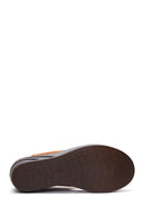 Women's Tan Leather Wedge Heeled Comfort Slippers | Derimod
