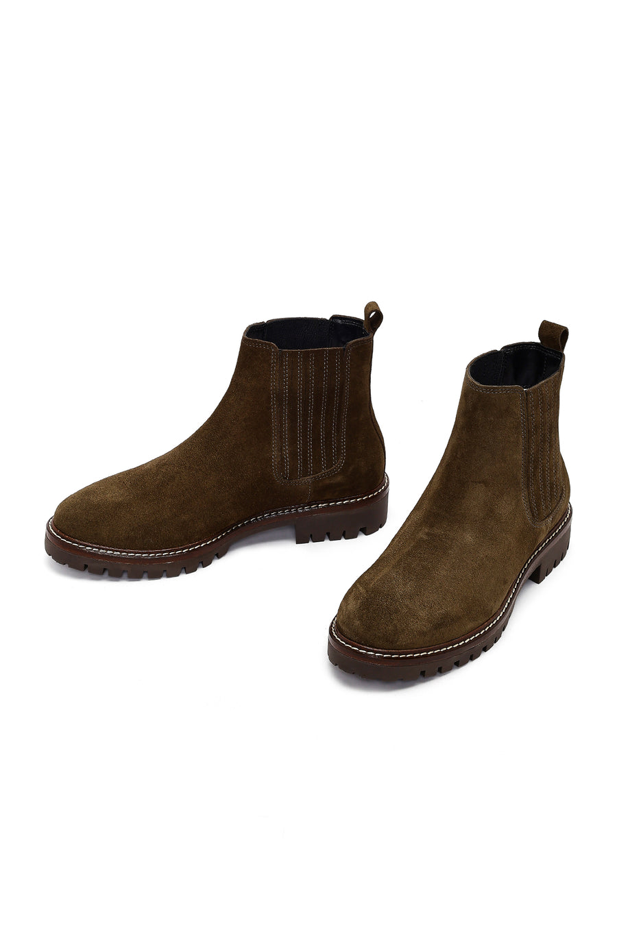 Women's Khaki Suede Leather Chelsea Boot