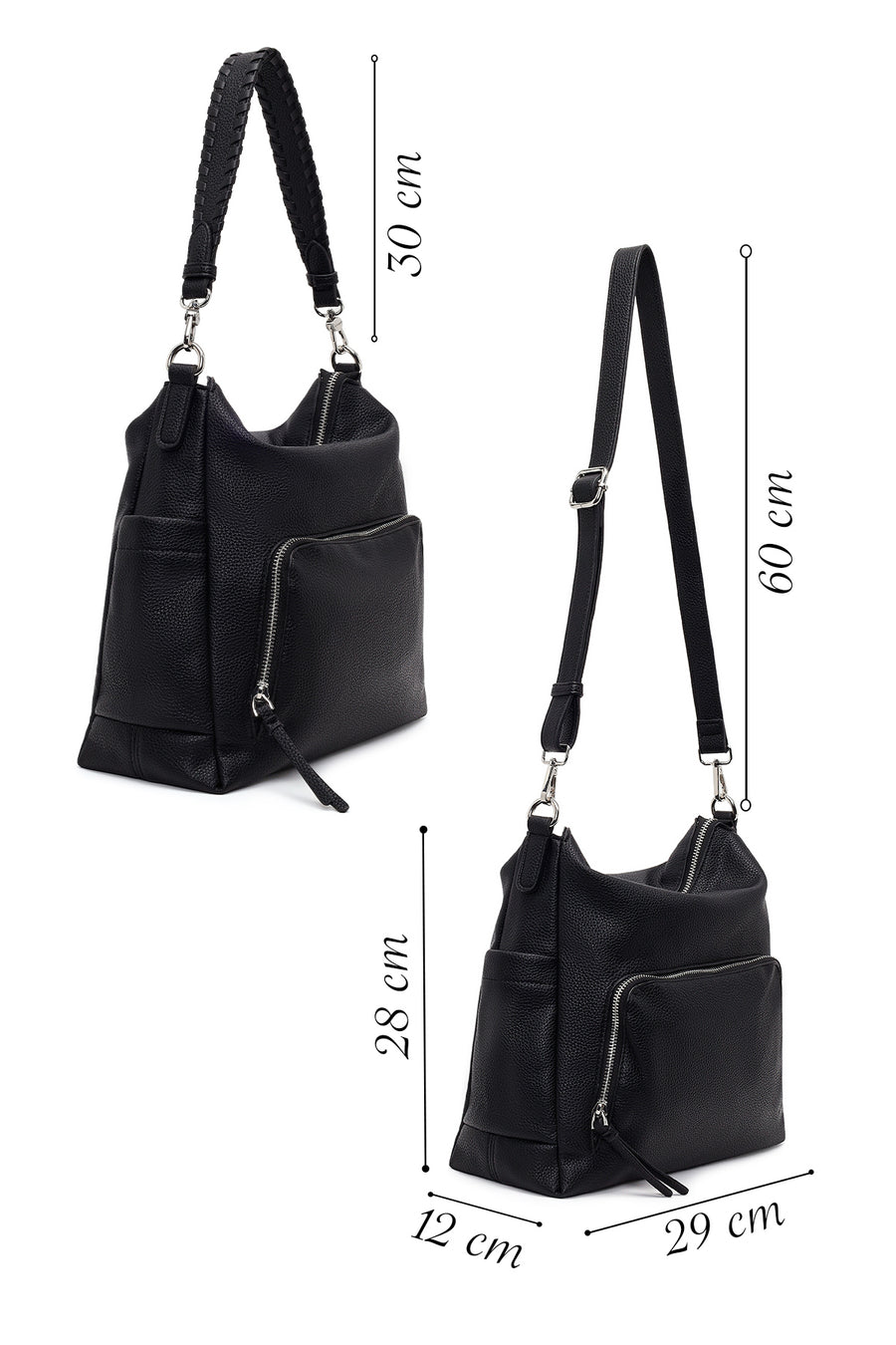 Woman Black Long-Strap Shoulder Bag