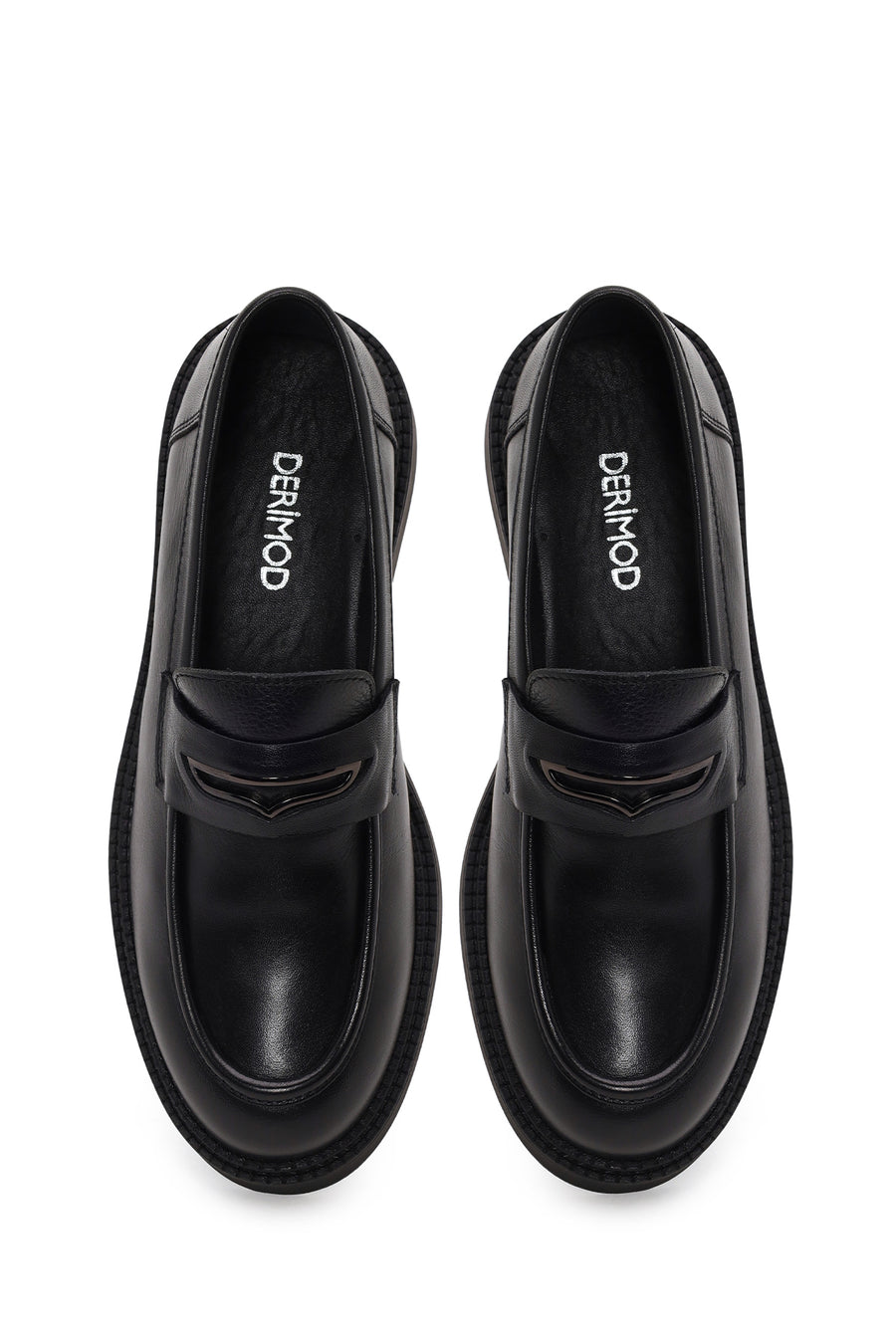 Woman Black Thick-Soled Leather Loafer