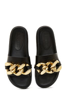 Women's Black Buckle Flat Slippers | Derimod