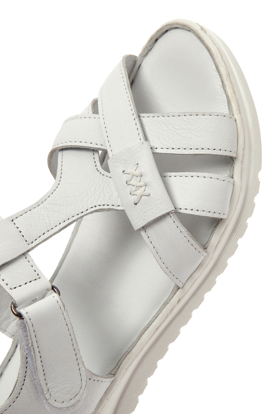 Kadın Beyaz Bantlı Deri Comfort Sandalet