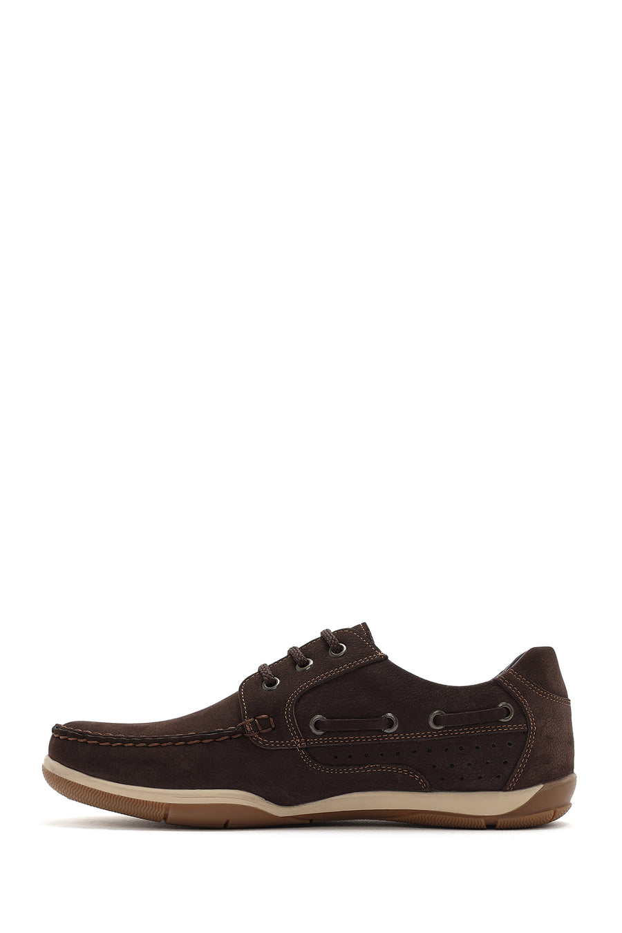 Men's Brown Lace-Up Nubuck Leather Casual Shoes