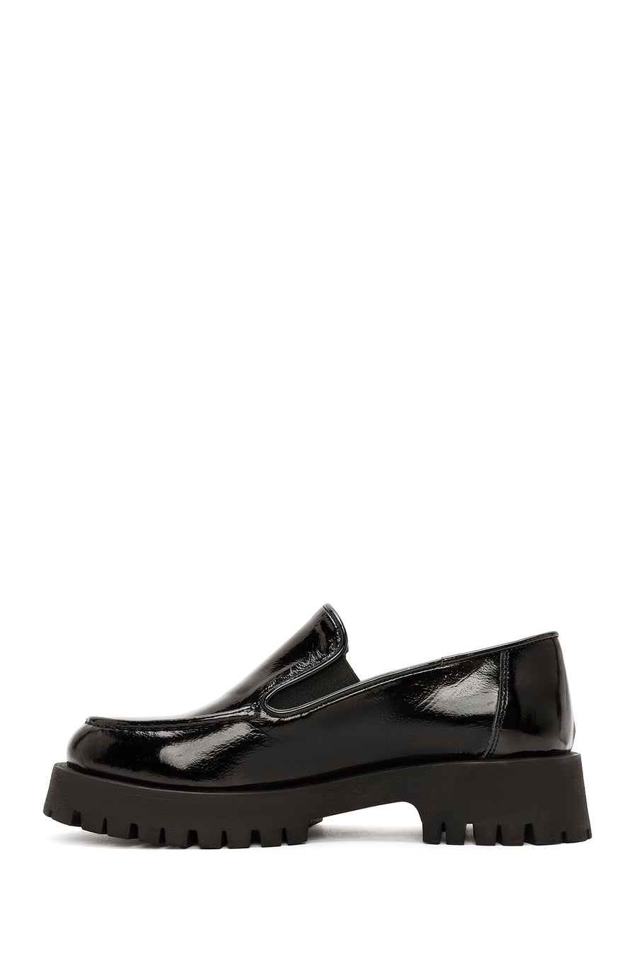 Women's Black Patent Leather Masculine Loafer
