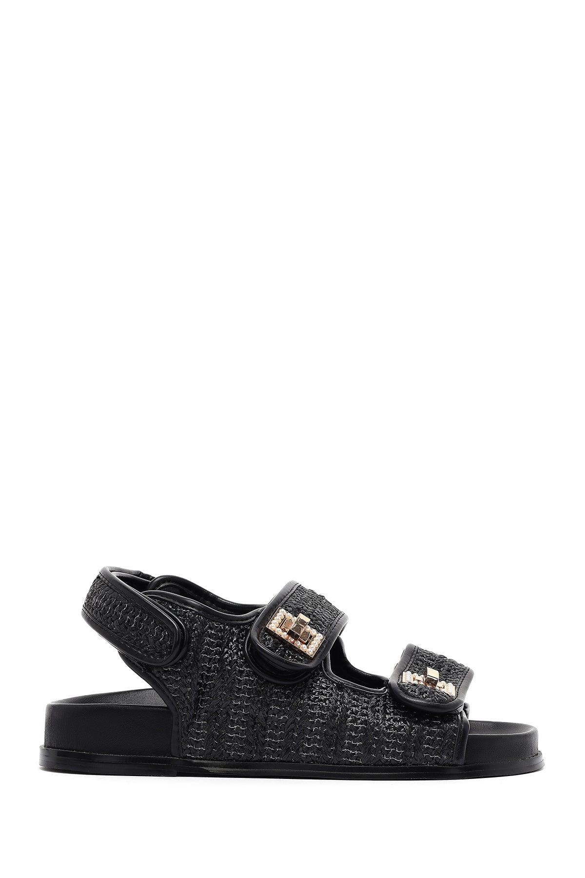 Women's Black Straw Sandals 25SFD4404M7 | Derimod
