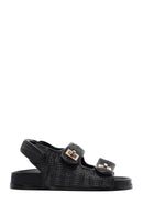 Women's Black Straw Sandals | Derimod