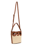 Woman Beige Long-Strap Wicker Shoulder Bag | Derimod