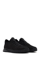 Erkek Siyah Bağcıklı Nubuk Deri Comfort Sneaker | Derimod