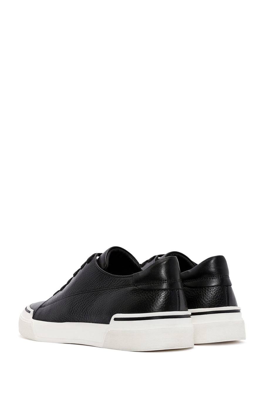 Men's Black Lace-up Leather Sneaker