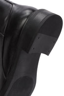 Women's Black Zippered Leather Boots | Derimod