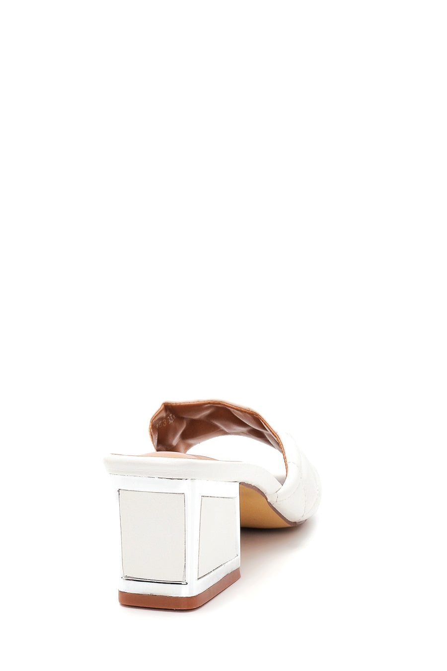 Women's White Quilted Heeled Slippers