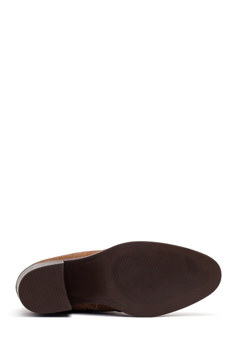 Woman Tan Suede Chunky Heel Leather Cowboy Boots
