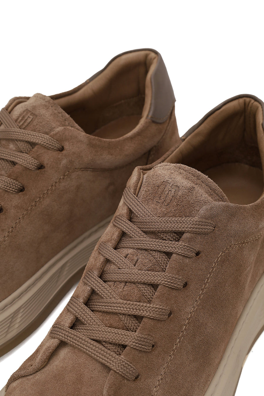 Erkek Vizon Bağcıklı Kalın Tabanlı Süet Deri Sneaker