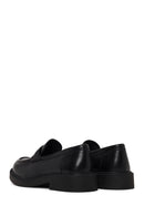 Woman Black Thick-Soled Leather Loafer | Derimod