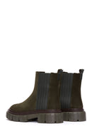 Women's Khaki Suede Leather Chelsea Boots | Derimod