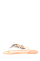 Women's Pink Transparent Stone Flip Flops | Derimod