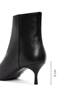 Woman Black Zip Closure Stiletto Heel Leather Boots | Derimod