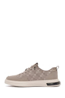 Male Beige Lace-Up Patterned Fabric Sneaker | Derimod