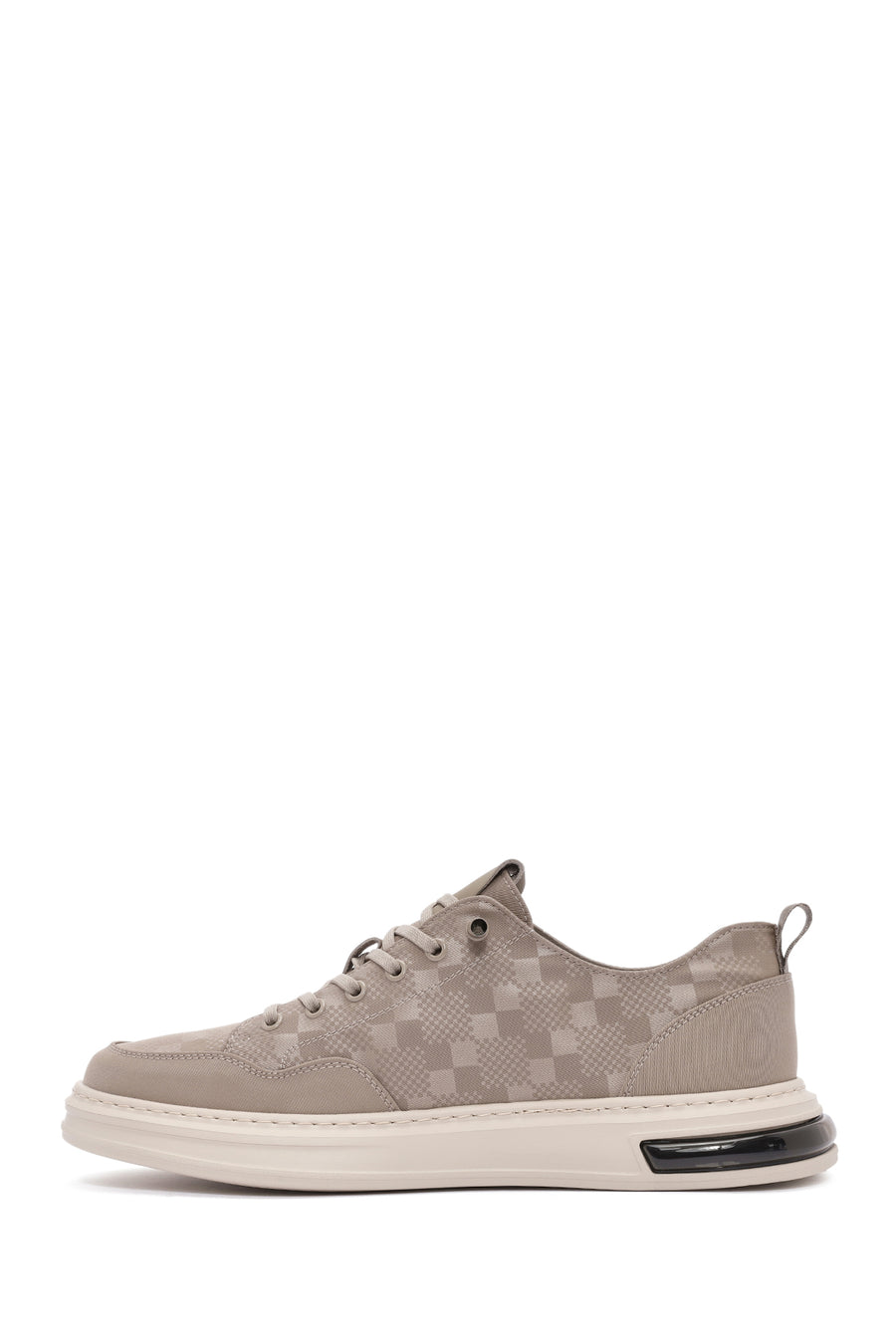 Male Beige Lace-Up Patterned Fabric Sneaker