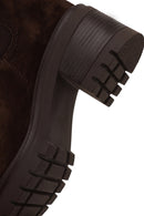 Woman Brown Chunky Heeled Suede Chelsea Boots | Derimod