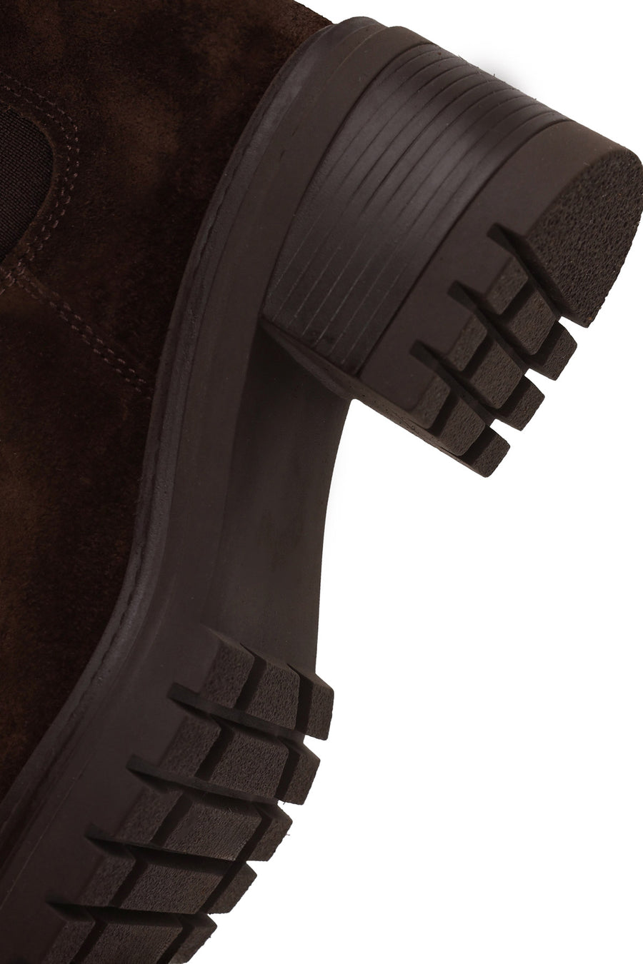 Woman Brown Chunky Heeled Suede Chelsea Boots