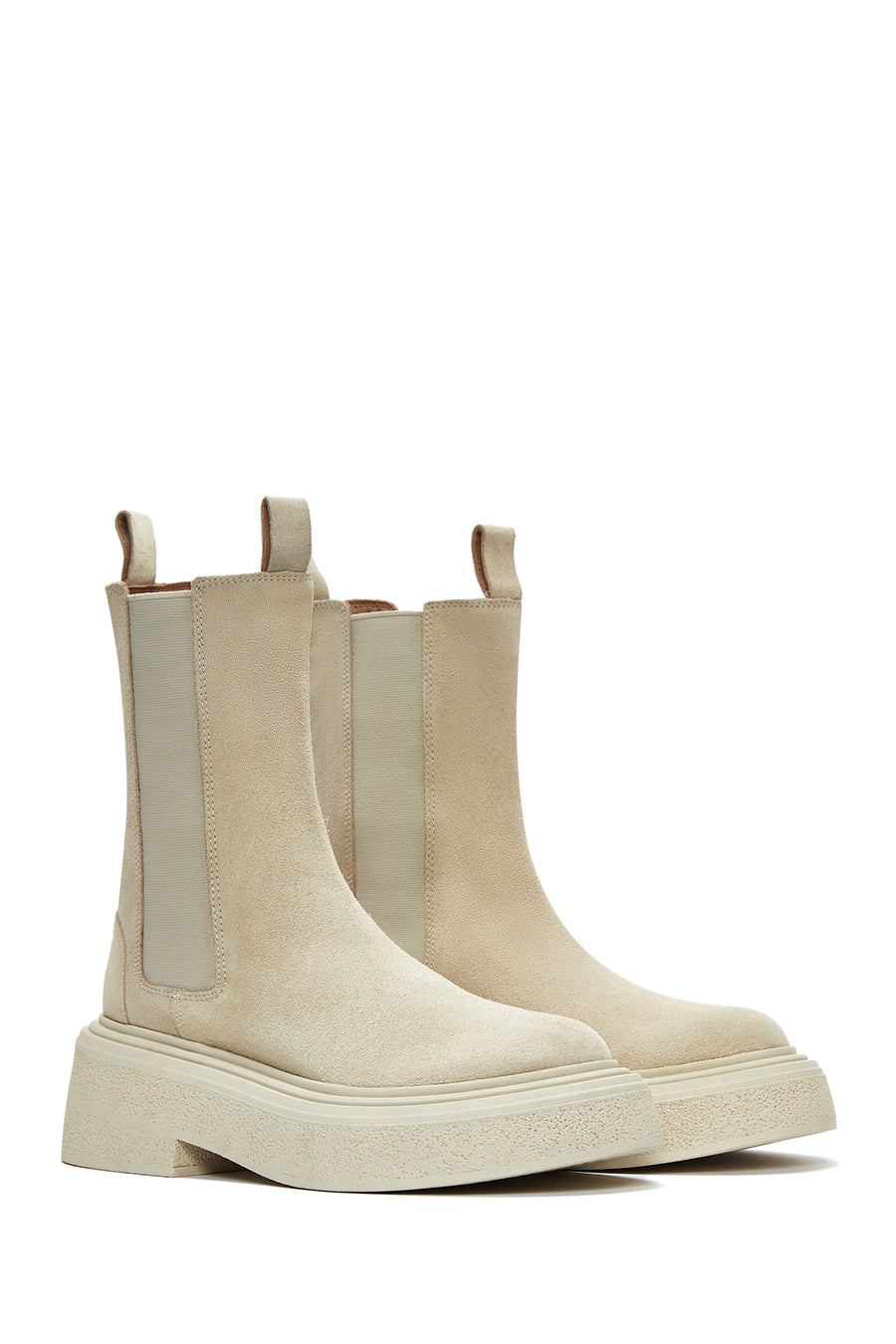 Women's Beige Suede Leather Chelsea Boots