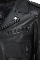 Carter Erkek Siyah Biker Deri Mont | Derimod