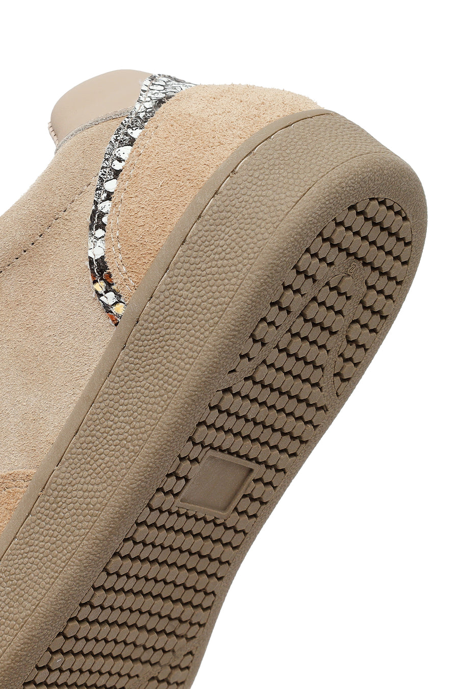 Woman Beige Lace-up Suede Leather Sneaker