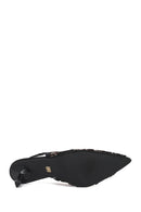 Woman Black Backless Sequin-Patterned Stiletto-Heel Shoes | Derimod