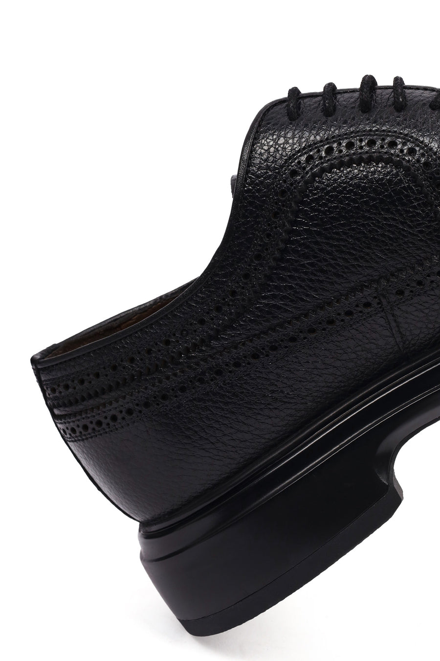 Men's Black Lace-Up Thick-Soled Leather Casual Shoe