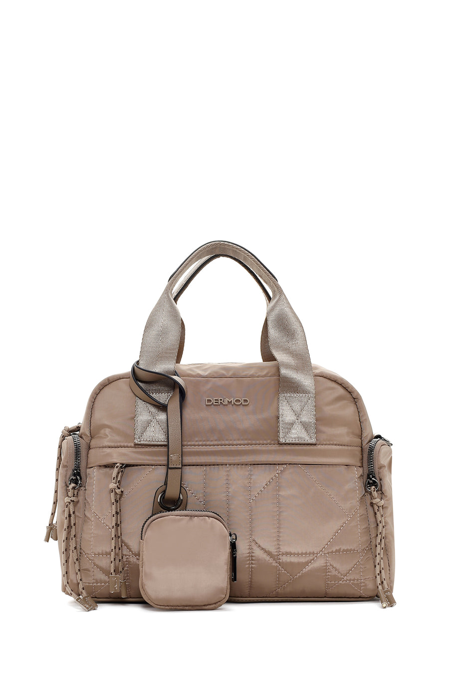 Women's Beige Long Strap Accessory Detailed Fabric Handbag