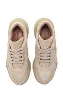 Kadın Bej Deri Yüksek Taban Sneaker | Derimod