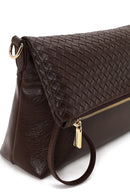 Woman Brown Long-Strap Woven Crossbody Bag | Derimod