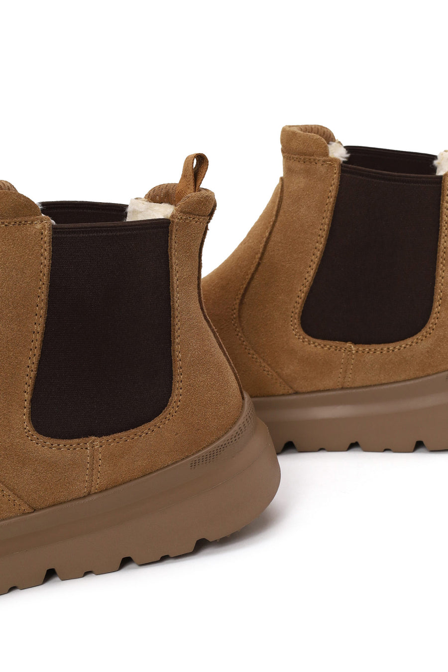 Male Camel Thick-Soled Suede Chelsea Boots