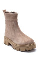 Women's Leather Suede Zipper Boots | Derimod