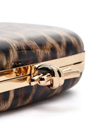 Woman Leopard Print Long Chain Strap Mini Box Evening Bag | Derimod