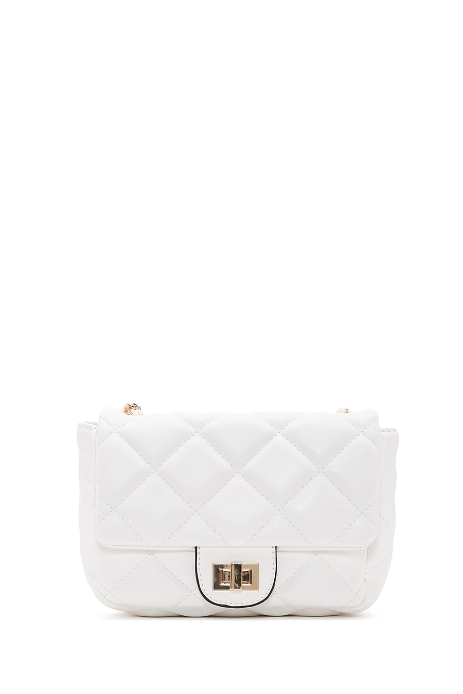 Women's White Long Strap Quilted Crossbody Bag