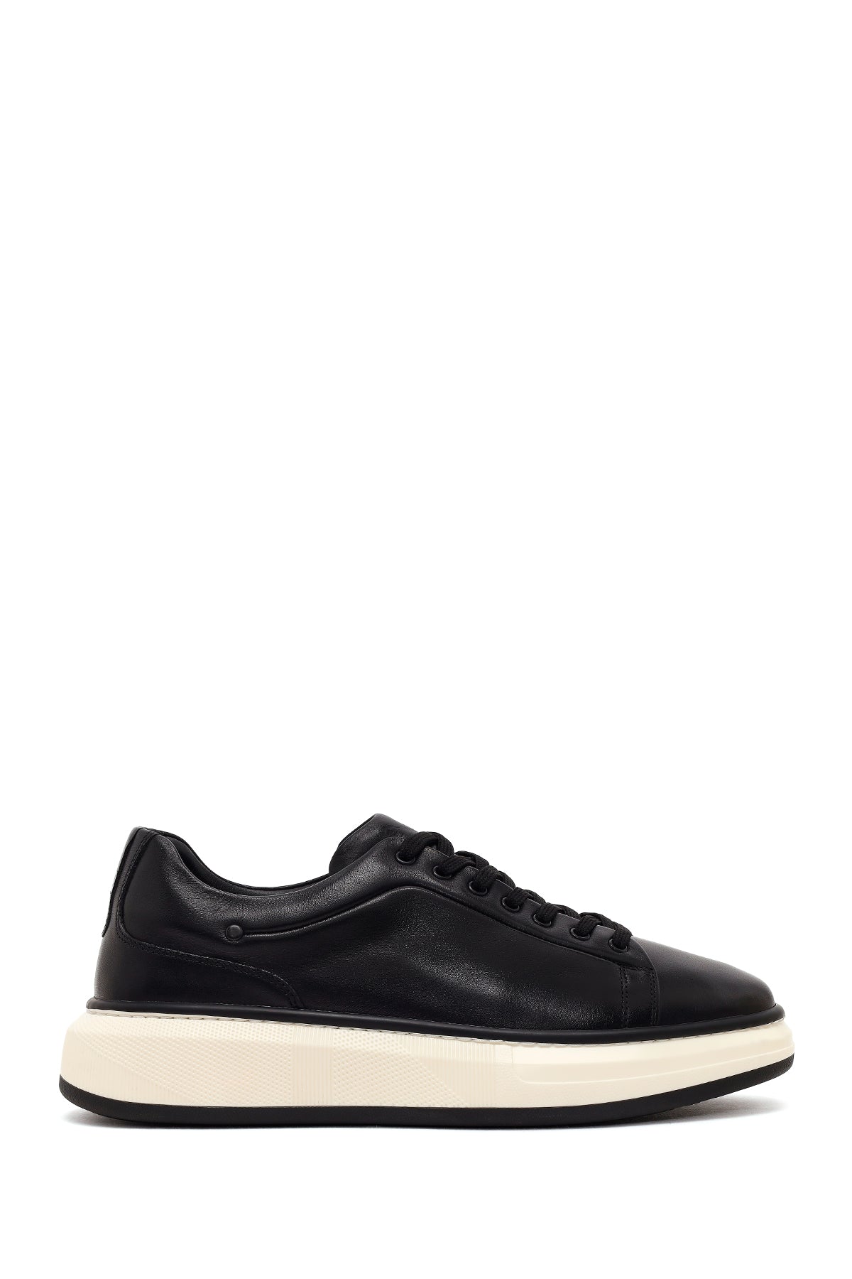 Male Black Lace-Up Thick-Soled Leather Sneaker WM710017DV | Derimod