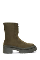 Women's Khaki Zipper Boots | Derimod