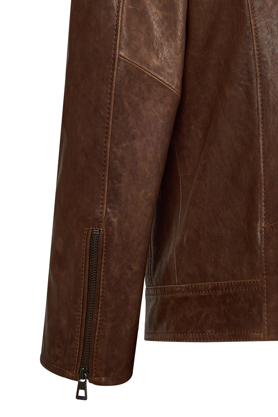 Luka Male Brown Slim-Fit Leather Jacket